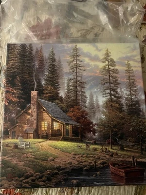 Thomas Kinkade“A Peaceful Retreat”帆布印花带真品证明 — 第 1/4 张图片