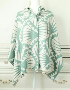 Liamolly Swallowtail Green Ivory Patterned Reversible Wrap Scarf 22"W X 70"L - Picture 1 of 7