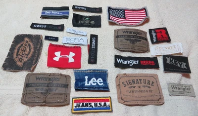Lot of Mixed  Wrangler, Lee, Swiss, Dickies  Sew On Patches Tags Arts and Crafts - Image 1 of 2