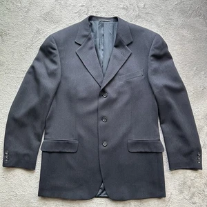 VTG Ermenegildo Zegna Soft Wool Silk Knit Blazer 54L / US 44L Navy Gray Swiss - Picture 1 of 18