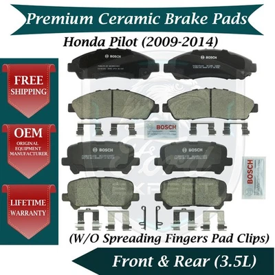 Bosch OEM Front & Rear Ceramic Brake Pads Kit For 2009-2014 Honda Pilot 9 Yr War - Image 1 of 4