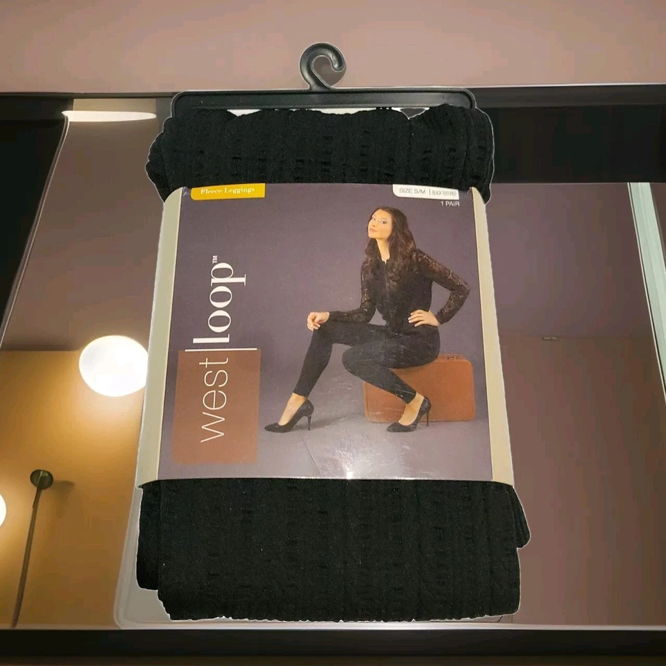 2 Pair West Loop Fleece Leggings Black Cranberry 1 Textured