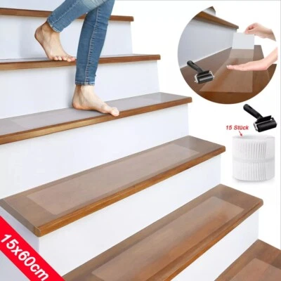 15x Anti-Rutsch Streifen Treppen Stufenmatten Rutschschutz Transparent 15 x 60cm - Bild 1 von 4
