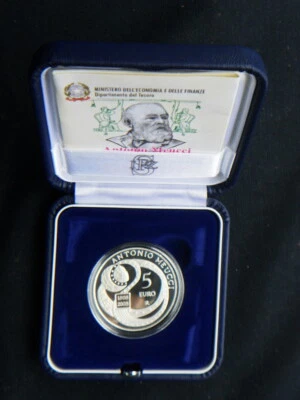 2008 ITALY rare silver COIN 5 Euro PROOF UNC Meucci Telephon in official BOX - Image 1 of 3