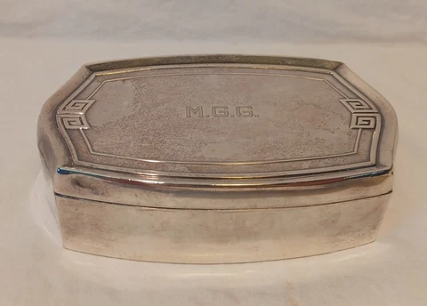Gorham Antique Sterling Silver Jewelry Box - Art Deco Cover