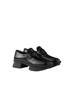 PRADA Equal $1370 Black Brushed Leather Loafers New And Authentic - Picture 1 of 3