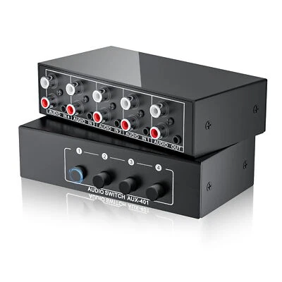 BOLAAZUL Stereo 3.5mm Aux L/R RCA Audio Switch 4 in 1 out Analog Audio Switcher Selector