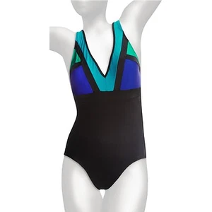 Longitude Between the Lines V-Neck Tank One Piece Swimsuit - Picture 1 of 2