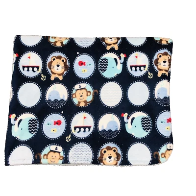 Cobertor de bebê Garanimals círculos marinheiro náutico macaco leão baleia barco peixe - Imagem 1 de 4