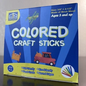 Colored Craft Sticks Made Of Birch Wood By Elite Home Products - 300 Pieces - Picture 1 of 9