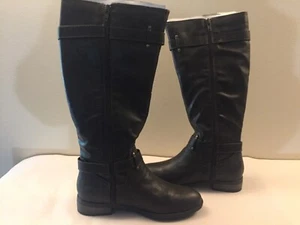 Tall Dark Brown Boots with zipper Shoe Dazzle Enny 15" high Women's size 5.5 - Picture 1 of 12
