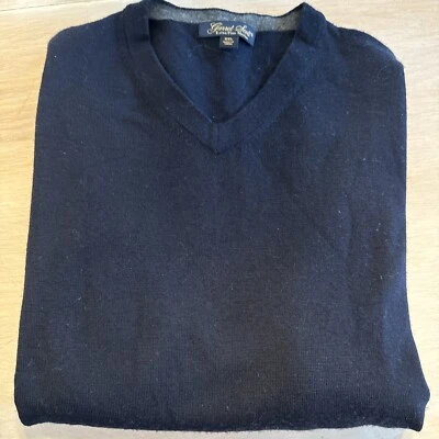 Suéter XXL Garret Scott 100 % lana azul marino merino - lana extra fina  Foto 1 de 4