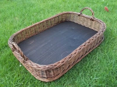 Serviertablett Tablett  aus Weide, dunkelbraun - Bild 1 von 2