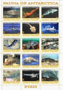 Stamp sheet Ukraine Akademic Vernadskiy Antarctic station Fauna Fish - Picture 1 of 1