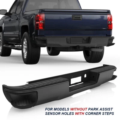 Black Rear Bumper For 2014-2018 Chevrolet Silverado GMC Sierra 1500 w/o Sensor - Imagem 1 de 4
