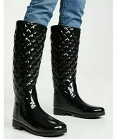 hunter black quilted rain boots