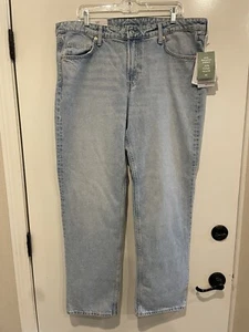 New H&M Straight Regular Fit Mid Waist Blue Denim Jeans Women’s Size 16 - Picture 1 of 6