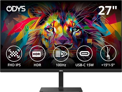 ODYS i27 Monitor - 27-Zoll-Bildschirm im rahmenlosen Design, Full HD, 100 Hz - Bild 1 von 4