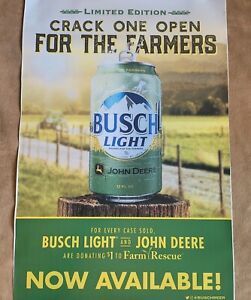 Busch Light John Deere Poster Display Sign 24"x36" For The Farmers, New, Rare!