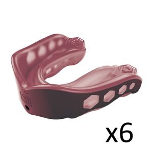 6 Shock Doctor Gel Max Mouthguards Adult 11+ Maroon Strap/Strapless Protection