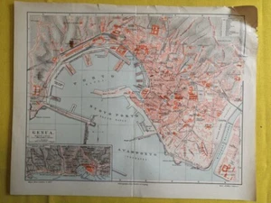 1885 - Genoa Italy - Vintage Geography Map ORIGINAL 11.5 x 9.5" - C12-4 - Picture 1 of 3