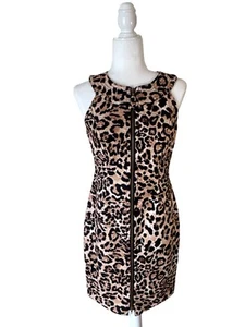 Muse Women’s Leopard Print Front Zip Dress; Size 6 - Picture 1 of 4