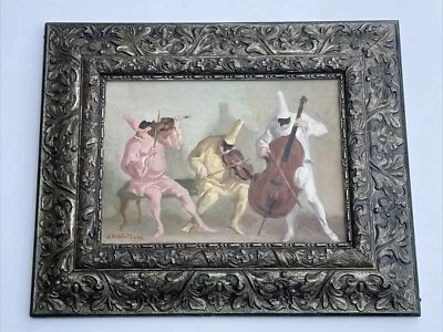 ANGELO DELLA Torre 绘画 三位音乐家 JESTERS 中世纪 意大利上市 — 第 1/4 张图片