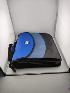 Carpeta de archivos de anillo Case It con cremallera de 3" azul negro ¡La poderosa pestaña con cremallera! Con Strp - Imagen 1 de 9