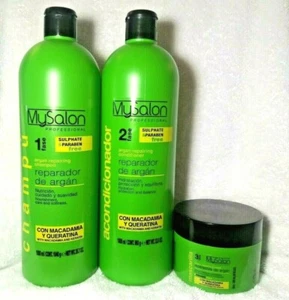 MySalon Professional Argan Repairing Shampoo -1000ml + Conditioner + Mask -SET - Picture 1 of 2