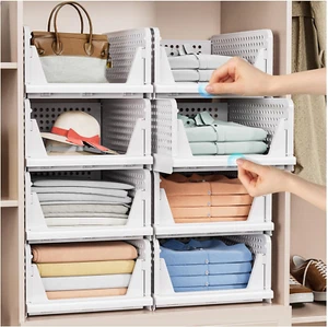 5 Pack Stackable Closet Organizer Box - Stackable Storage Bins, Plastic Storage - Picture 1 of 12
