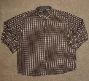 Lee Shirt Long Sleeve Mens Button Down Black Red Plaid Stretch 4XL Pockets NWT - Picture 1 of 14