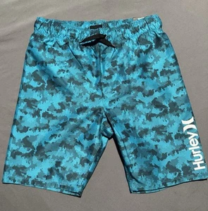 HURLEY Little Boys Beach Surf Swimsuit Boardshorts Green Sz 7 8 - Picture 1 of 3