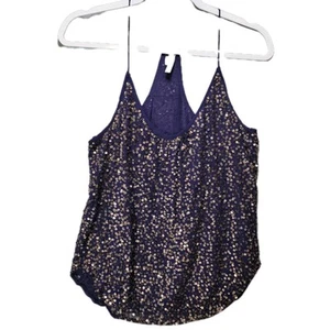 Trina Turk Top Halter Womens M Silk Sequin Lined Disco Rave Club Sexy Glam Strap - Picture 1 of 13