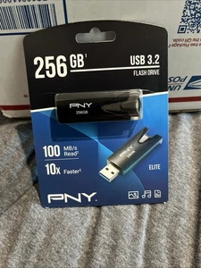 PNY USB 3.2 Flash Drive 256GB Black P-FD256ELT-GE BRAND NEW!!!!!! - Afbeelding 1 van 2