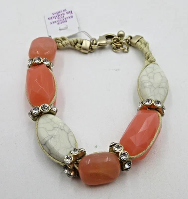 Новый коренастый LIA София 8,75» надежном белый розовый прозрачный со стразами золотистый браслет - Изображение 1 из 4