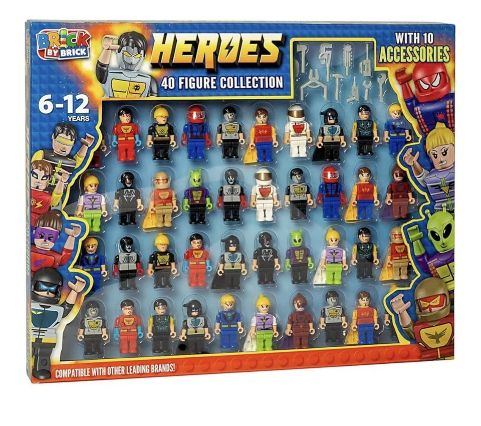 NEW BRICK BY BRICK HERO FIGURE COLLECTION 40PK MULTI FUNCTIONAL CHARACTERS