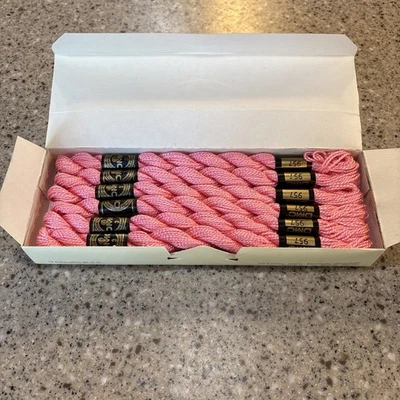 NOS DMC Pearl Cotton (Coton Perle) Size 3 Color 957 PINK 12 skeins - Image 1 of 3