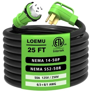 2025 Real Heavy Duty 50 Amp Generator Cord, 25 Ft and 20.3 Pounds, NEMA 14-50... - Picture 1 of 8