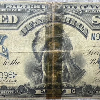 1899 $5 Silver Certificate Indian Chief Circulated Fr#279 (Elliot/Burke) - Image 1 of 4