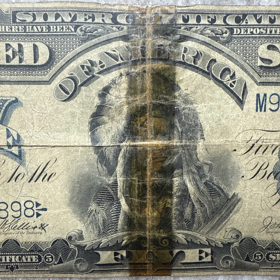 1899 $5 Silver Certificate Indian Chief Circulated Fr#279 (Elliot/Burke) - Image 1 of 4