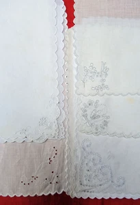 14 x Vintage Embroidered Square White Linen Napkins & Mats - Picture 1 of 10