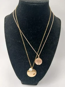 2 Minimalist Gold-toned Circle Necklaces - Picture 1 of 9
