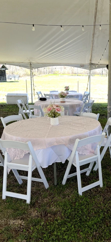 Lote De 8 Manteles Cuadrados Superpuestos Mesa 72"x72" Encaje Rosa- Decoración Evento Foto 1 de 2