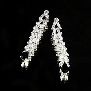 Lace Pattern Cocktail Prom Bridal Long Earring w/ Swarovski Crystal SE36029 - Picture 1 of 3