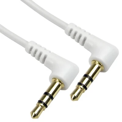 3,5 mm Audio Klinke rechtwinklig Stereo Stecker Kabel AUX WEISS GOLD - Bild 1 von 3