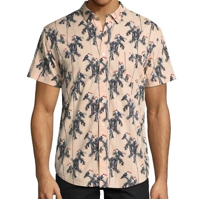 Arizona Tropical Palm Tree Toucan Bird Button Down Front Dress Shirt Size M-XXL - Image 1 of 3