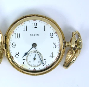 LADIES ANTIQUE ELGIN 14K HUNTER POCKET WATCH/ PENDANT (GRADE 263) 31.2G - Picture 1 of 18
