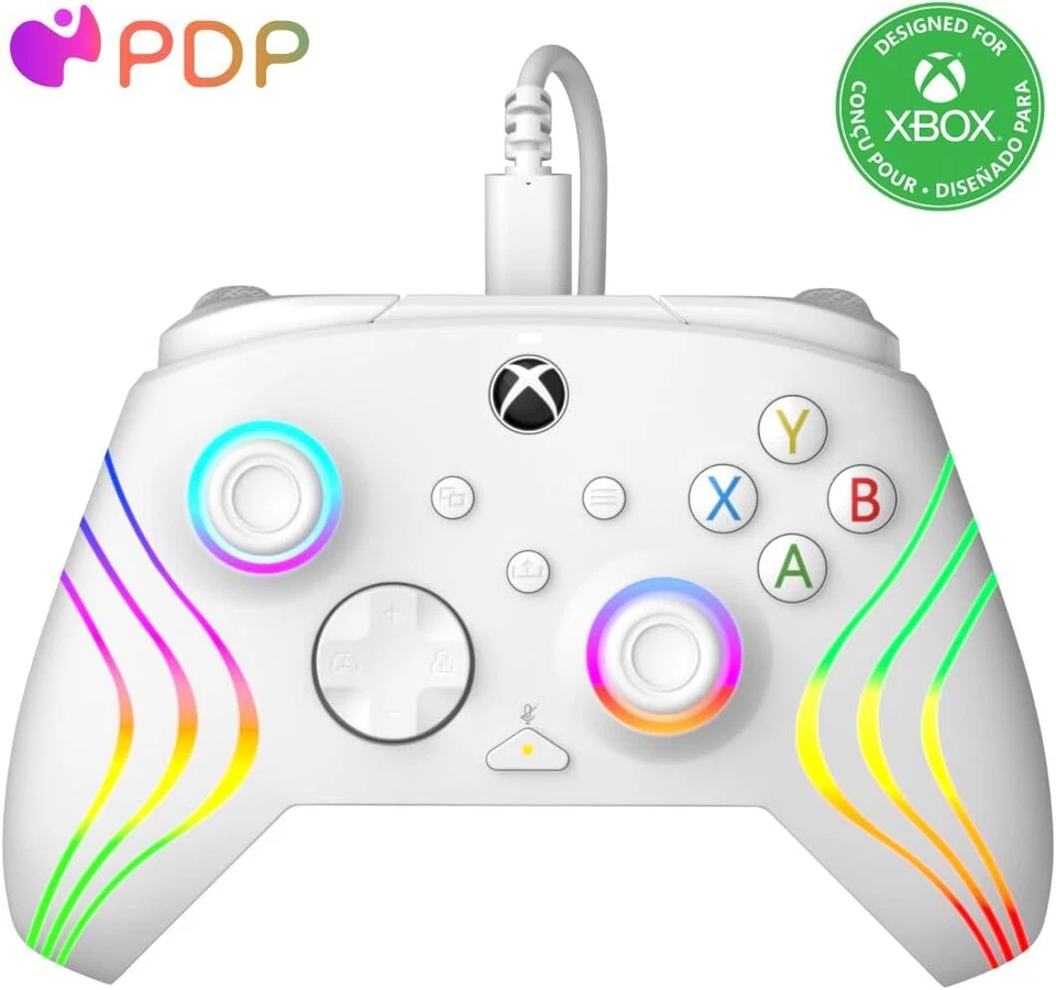 PDP AFTERGLOW XBX WAVE WIRED Controller WHITE for Xbox Series XS, Xbox One, Off - Image 1 of 3