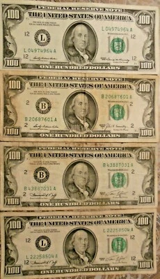1969, 1969-A & 1974 Federal Reserve $100 Notes: Lot of Four Notes - Image 1 of 2