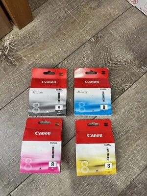4 GENUINE CANON 8 CYAN MAGENTA YELLOW BLACK INK CARTRIDGE CLI-8C/8M/8Y/8BK - Image 1 of 3
